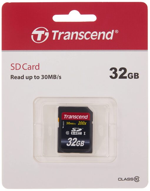 Transcend 32GB SDHC Class 10 Flash Memory Card Up to 30MB/s (TS32GSDHC10), Blue Card Only Standard Packaging