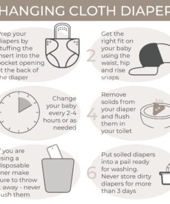 Nora's Nursery Baby Cloth Pocket Diapers Bamboo Inserts 1 Wet Bag 7 Pack B&W Unisex 2 25 71MPyHstsdL