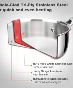 Alternative view of Duxtop Whole-Clad Tri-Ply Stainless Steel Saucepan with Lid, 3 Quart, Kitchen Induction Cookware 3 Qt
