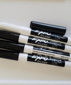 EXPO Low Odor Dry Erase Markers, Fine Tip, Black, 4 Count 4 Count Black 39 71MRjk19sxL