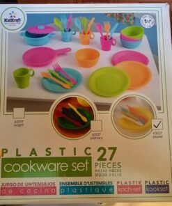 KidKraft 27-Piece Pastel Cookware Set, Plastic Dishes and Utensils for Play Kitchens, Gift for Ages 18 mo+ 44 71MRxMQ5xtL