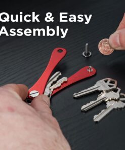KeySmart Key Holder for Keychain Key Ring - Compact Key Organizer Key Chain Key Case, Minimalist Pocket-Sized EDC Keychain, Loop Piece for Car Fobs, Expandable (up to 14 Keys, Red) 29 71MT2HjUFeL