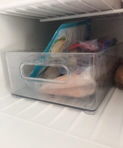 iDesign Plastic Portable Deep Storage Bin with Handles for Organizing Refrigerator, Freezer, Pantry, BPA-Free,8" x 4" x 14.5", Clear 1 Pack 38 71MU9LKikGL