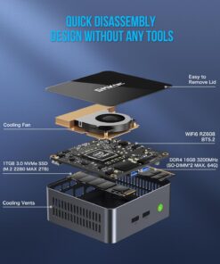 GMKtec Mini PC Windows 11 Pro Intel Core i7-11390H (Turbo 5.0 GHz) 1TB SSD 16GB DDR4, Desktop Mini Computers WiFi 6, USB3.2, BT 5.2, DP, HDMI, RJ45 2.5G Intel i7-11390H 16GB+1T 23 71MVov65RaL