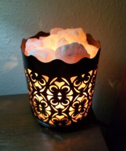 CRYSTAL DECOR Himalayan Pink Salt Lamp Basket & Dimmer Cord Bulb Flanigan1 32 71MVuYsIw L