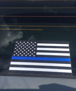 Alternative view of Sassy Stickers Subdued US Flag Reflective Decal with Thin Blue Line 4"x2.5"