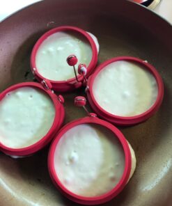 PROFESSIONAL Silicone Egg Ring, Pancake mold Best egg mold for breakfast sandwiches, Omelets and More, Nonstick Mold Ring, Round Red (Pack of 4) and free e-book by ABAM 47 71MWgJMONuL