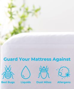 Linenspa Zippered Mattress Encasement - Waterproof & Bed Bug Proof - Premium Noiseless & Absorbent Cover – Queen, White 12" Depth 39 71MXLotc16L 1