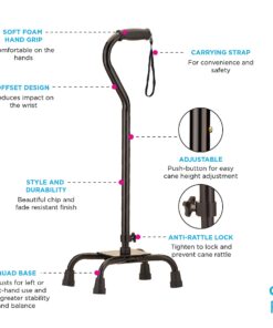 NOVA Designer Quad Cane, Lightweight Four Legged Cane with Soft Grip Handle, Height (for Users 4’11” - 6’4”) & Left or Right Adjustable, Butterflies Design 11 71MYlvLV9GL