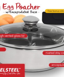 Alternative view of EXCELSTEEL Non Stick Easy Use Rust Resistant Home Kitchen Breakfast Brunch Induction Cooktop Egg Poacher, 6 Cup, Stainless Steel, Round