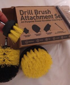 Holikme 4Pack Drill Brush Power Scrubber Cleaning Brush Extended Long Attachment Set All Purpose Scrub Brushes Kit for Grout, Floor, Tub, Shower, Tile, Bathroom and Kitchen Surface,Yellow Yellow 31 71Ma4PCY8BL
