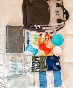 Hafmall Diaper Bag Backpack, Multifunctional Baby Diaper Bag with Stroller Hooks, Stylish Baby Bag for Mom Dad, Gray Black Black Gray 52 71MaFwiSpyL