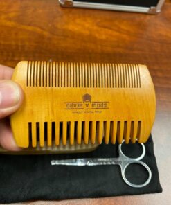 Beard Brush for Men & Beard Comb Set w/Mustache Scissors Grooming Kit, Natural Boar Bristle Brush, Dual Action Wood Comb, and Travel Bag Great for Christmas Gift (Bamboo) Bamboo 57 71Mc7m06EFL 1