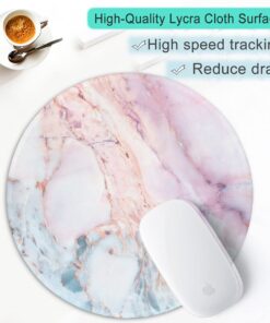 ITNRSIIET Marble Round Mouse Pad, Pink Marble Customized Premium-Textured Mouse Mat,Washable Mousepads with Lycra Cloth, Non-Slip Rubber Base Small Mousepad, 7.87×7.87×0.12 inches (Pink Marble) 23 71MdQztCeJL