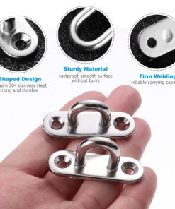 BESTOMZ 4 Pcs Stainless Steel Oblong Pad Eye Plate Staple Ring Hook Loop U-shaped Design Screws Mount Hook Hanger 15 71MdRT7QkJL