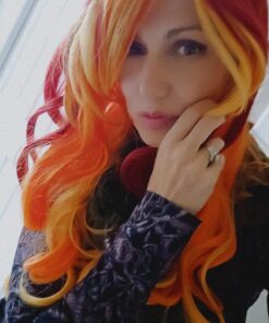 MQ Women Orange Yellow Wigs, Long Curly Wavy Wig for Girls 29.5 Inch Colorful Wigs Cosplay Costume Party Fluffy Wig Synthetic Charming Heat Friendly Ombre Wigs (Yellow to Orange to Red) 36 71MfDDBzE7L