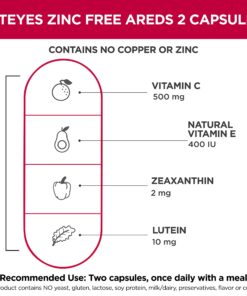Viteyes AREDS 2 Zinc Free Macular Support, Natural Allergen Free Capsules with Vitamin E, Vitamin C, Lutein & Zeaxanthin, No Zinc, No Copper, Eye Doctor Trusted, Manufactured in The USA, 180 Ct 180 Count (Pack of 1) 9 71MgQnrnCLL