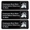 Excello Global Products Employees Must Wash Hands Before Returning to Work Sign: Easy to Mount Plastic Safety Informative Sign with Symbols Great for Business, 9"x3", Pack of 3 9x3" 9x3 Black 3 71Mh72hrXVL