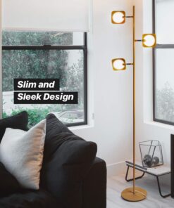 Brightech Tree Floor Lamp for Living Rooms & Offices, Dimmable Standing Lamp for Bedroom Reading, LED Spotlight Floor Lamp, Tall Lamp with Adjustable Panels for Minimal Space Use - Antique Brass 26 71MiJwHkADL