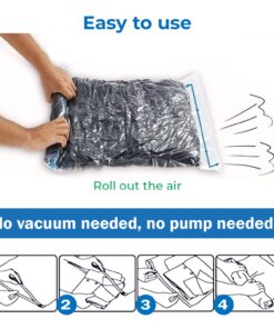 RoomierLife 8 Travel Space Saver Bags. Pack of 8 Bags, size Medium to Large. Roll-Up Compression Storage (No Vacuum Needed) & Packing Organizers. Perfect for Travel and Home Storage Travel Space Bags 24 71MjQigq8ZL 1
