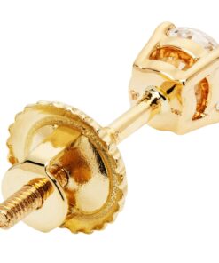 14K Solid Gold Stud Earrings | Round, Pear, Oval, Cushion, Emerald, Princess & Heart Cut Cubic Zirconia Stud | Screw Back Posts | 0.50 to 4.0 CTW | With Gift Box .50 CTW (.25 Ct Each) Round Cut 14K Yellow Gold 12 71MjcJOCdIL