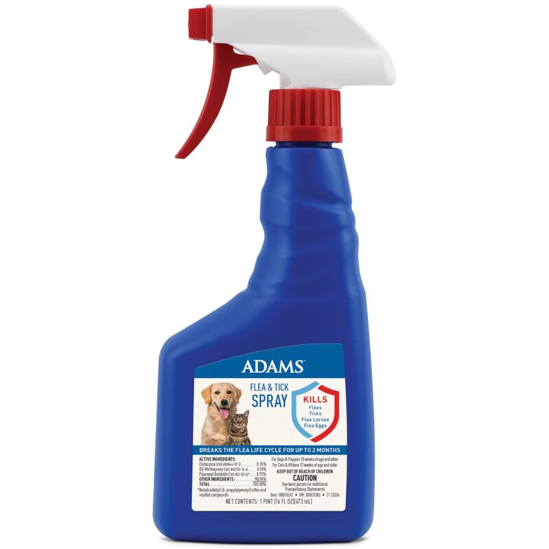 Catalog 2 Adams Flea & Tick Spray For Dogs and Cats | Kills Fleas and Ticks Through Contact, Kills Flea Eggs, Flea Larvae, and Prevents Flea Egg Hatch | Controls Flea Reinfestation For Up To 2 Months | 16 Oz