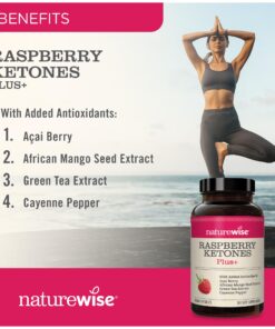 NatureWise Raspberry Ketones Plus - Advanced Ketones in Raspberry Blend Supports Antioxidant Health, Boosts Energy, Supports Weight Targets Vegan & Gluten-Free (120 Veggie Capsules) 23 71Mm0Izp1DL