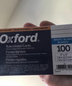 Oxford 31EE Ruled Index Cards, 3" x 5", White, 1,000 Cards (10 Packs of 100) (31) 3 x 5, 1000 Count 43 71Mo2mTLvRL
