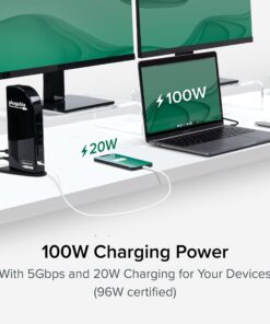 Plugable USB C Docking Station 3 Monitors, 13-in-1, 100W Charging, 3X HDMI, DisplayLink Docking Station for Thunderbolt or USB-C Windows, Mac, and Chrome Laptops 19 71Mq5ktMgpL
