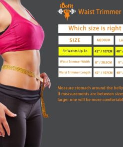 iDofit Waist Trimmer Belt, Sweat Wrap for Fat Burning, Sauna Belt Waist Trainer Stomach Shaper for Women & Men M: 8" Wide x 42" Long 27 71Mr7Rg3zTL