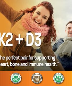 Bronson Vitamin K2 (MK7) with D3 Supplement Non-GMO Formula 5000 IU Vitamin D3 & 90 mcg Vitamin K2 MK-7 Easy to Swallow Vitamin D & K Complex, 120 Capsules 120 Count (Pack of 1) 29 71Mrbh89t4L 2