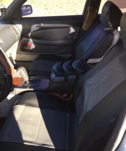 FH Group Classic PU Leather Pair Set Car Seat Covers, Airbag Compatible with Gift - Universal Fit for Cars Trucks & SUVs (Gray/Black) PU002102 Gray 23 71MupRhJ8NL