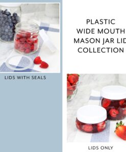 Cornucopia Wide Mouth Plastic Mason Jar Lids (24-Pack Bundle); 2 Dozen Unlined White Ribbed Lids, 86-450 Size 24 Lid Basic Set w/ Lids Only 27 71Mv2KkfbnL