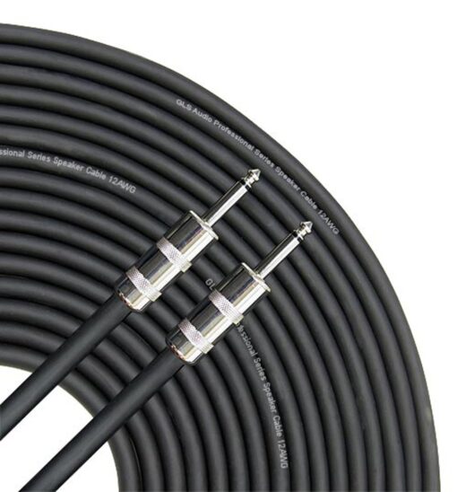 GLS Audio Speaker Cable 1/4" to 1/4" - 12 AWG Professional Bass/Guitar Speaker Cable for Amp - Black, 100 Ft. 100 feet