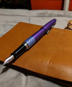 PILOT MR Retro Pop Collection Fountain Pen in Gift Box, Purple Barrel with Elipse Accent, Fine Point Stainless Steel Nib, Refillable Black Ink (91434) Indigo/Ellipse Fine Nib 18 71N02h078L