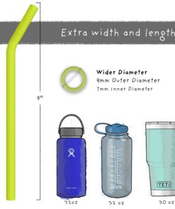 Softy Straws Wide Premium Reusable Silicone Drinking Straws + Patented Straw Squeegee - 9” Long With Curved Bend for 20/30/32oz Tumblers BPA Free Non Rubber, Flexible, Safe for Kids/Toddlers Assorted - Silicone 34 71N0ZLwV71L