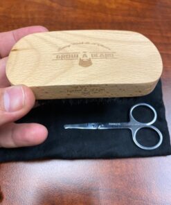 Beard Brush for Men & Beard Comb Set w/Mustache Scissors Grooming Kit, Natural Boar Bristle Brush, Dual Action Wood Comb, and Travel Bag Great for Christmas Gift (Bamboo) Bamboo 58 71N0rdpcI4L