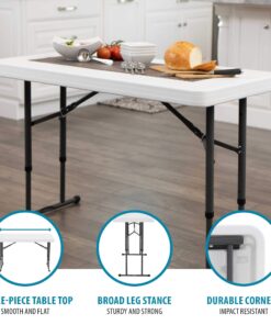 LIFETIME 80160 Commercial Height Adjustable Folding Utility Table, 4 Feet, White Granite 34 71N1Nd oc4L