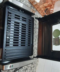 Hamilton Beach Electric Indoor Searing Grill with Viewing Window & Adjustable Temperature Control to 450F, 118 sq. in. Surface Serves 6, Removable Nonstick Grate, Stainless Steel Searing Grill with Window 88 71N1qVt8wL 1