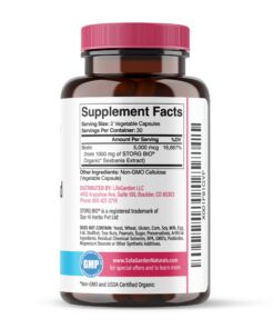 Whole Food Biotin Supplement - Contains Certified Organic Plant Based Biotin from Sesbania Agati Trees - by SolaGarden Naturals. May Support Hair, Skin and Nails. 60 Non GMO Veggie Capsules. 21 71N220bQMHL
