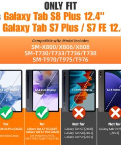 Alternative view of SEYMAC stock Case for Samsung Galaxy Tab S8 Plus/ S7 FE 5G Case 12.4'' with Screen Protector Pencil Holder [360 Rotating Hand Strap] &Stand, Drop-Proof Tablet Case for Galaxy Tab S8 Plus/ S7 FE, Black case for Galaxy Tab S8 Plus/ S7 FE 12.4 Black/Black