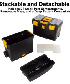 Rolling Tool Box with Wheels, Foldable Comfort Handle, and Removable Top – Toolbox Organizers and Storage by Stalwart 38 71N3FO6g1SL