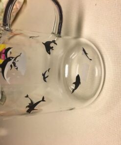 ELITEA Glass Mug with Handle Clear Cute Coffee Mugs Tea Cup with Dolphin Print 16.3oz 16.3oz Dolphin 21 71N44HpCZoL