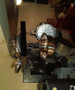 Fox Run Rectangular Hanging Pot Rack with Chains and 6 Hooks, 2 Inch, Black Iron Rectangular With Hooks 41 71N52lXg8GL