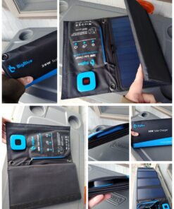 Solar Panels Charger with Digital Ammeter, BigBlue 28W SunPower Camping Solar Panel, Dual USB(5V/4A Overall), IPX4 Waterproof, Compatible with iPhone 13/11/Xs/X/8/7, iPad, Samsung Galaxy, Google Pixel Blue 66 71N5QZDBFTL