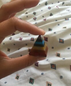 CHAKRA PYRAMID STONE w/ 7 Chakra Stones ~ Red Jasper, Aventurine, Golden Quartz, Amethyst ~ 30-40mm Size by Shambala Shop 36 71N5uEOxEL