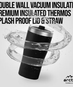 Arctic Tumblers | 30 oz Matte Black Insulated Tumbler with Straw & Cleaner - Retains Temperature up to 24hrs - Non-Spill Splash Proof Lid, Double Wall Vacuum Technology, BPA Free & Built to Last 30 oz Tumbler Matte Black Powder Coat 9 71N7OmMgdkL
