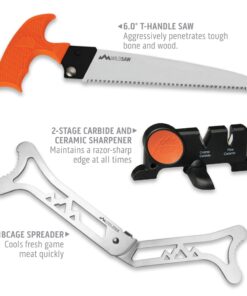 OUTDOOR EDGE Outfitter, 9-Piece Field to Freezer Hunting & Game Processing Knife Set with Caping Knife, Gut-Hook Skinner, Boning/Fillet Knife, Sharpener, Axe, Wood/Bone Saw, Spreader, Gloves 13 71N8JVY6B0L