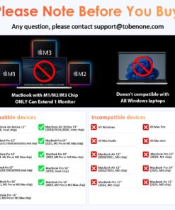 TOBENONE USB C Docking Station for 15 in MacBook - Dual Monitor Docking Station With 2 HDMI, 6 USB A, SD/Micro SD, LAN, 87W PD, Grey UDS013-No Power Adapter 32 71N8MHzd4DL