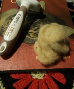 Paws & Pals Dog Brush - Gentle Soft Hair Rake Trimming Comb - Best for Shedding Dogs-Cats, Thick Long Short Haired Pet, Coat Grooming & Cat Hair Fur Removal - Self Cleaning - Deshedding Supplies 42 71N9hKuLYRL